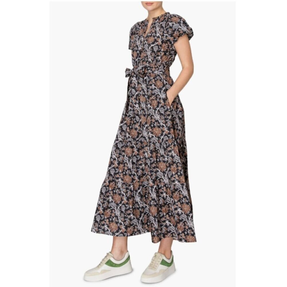 NEW Melloday Floral Short Sleeve Dress, Stretch Waistband, Medium